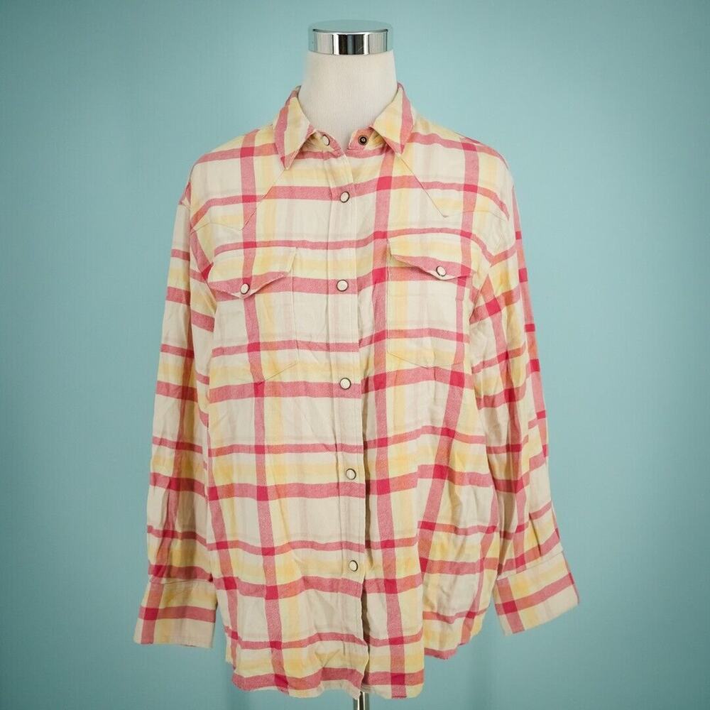 The Great 0 Size XS Heritage Flannel Plaid Pearl Snap Long Sleeve Cotton Top